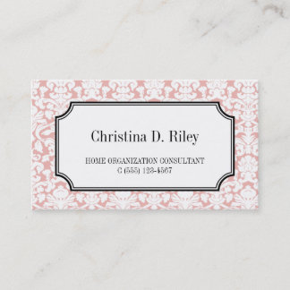 Pink damask border frame consultant professional business card