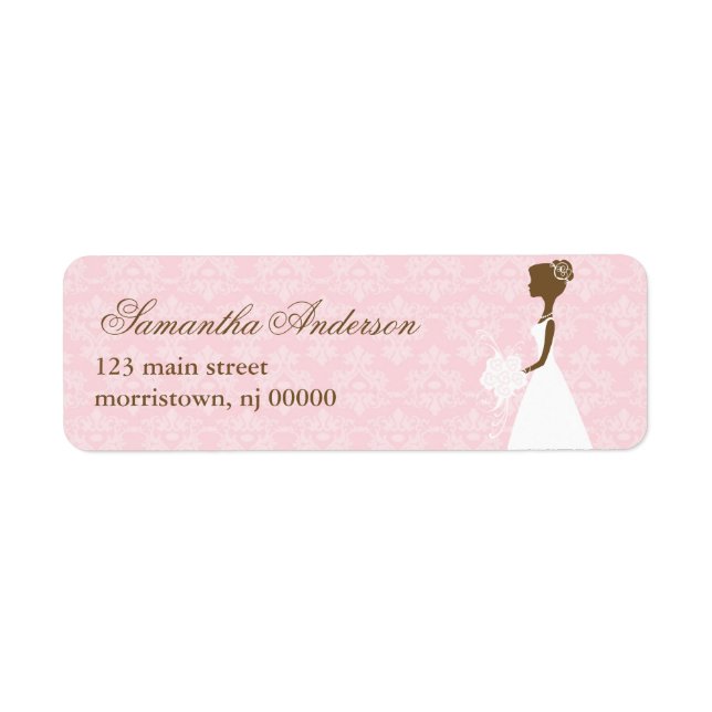 Pink Damask Bridal Shower Address Labels (Front)