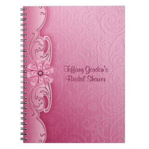 Pink Damask Bridal Shower Notebook