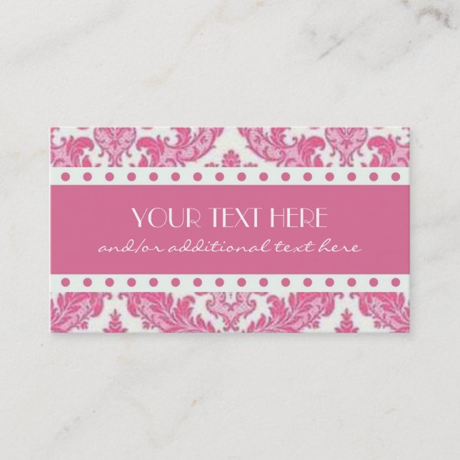 Pink Damask Business Card (Front)