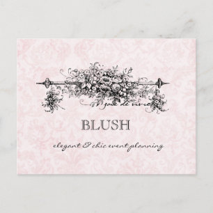Pink Damask Business Postcards