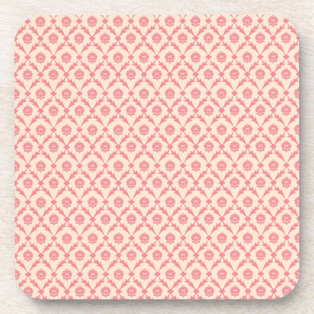 Pink Damask Coaster (Front)
