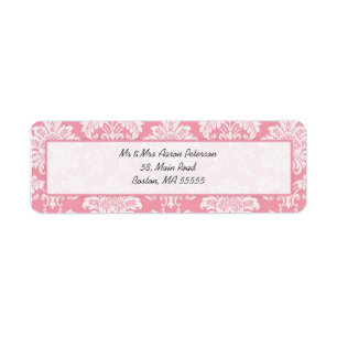 Pink Damask Customisable Address Labels
