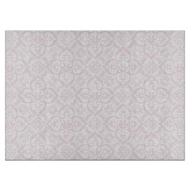 Pink Damask Cutting Board (Front)