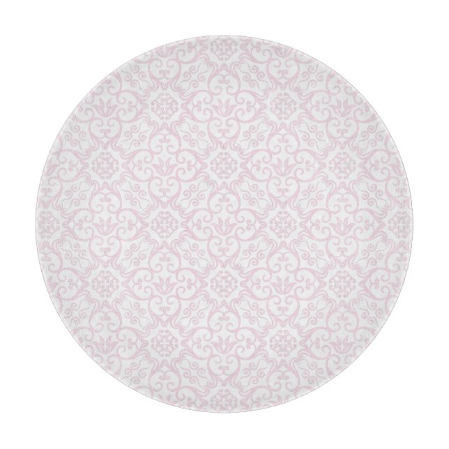 Pink Damask Cutting Board (Front)
