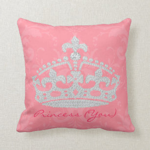 Pink Tiara Cushions Decorative Princess Crown Pillow PInk Tiara Bling
