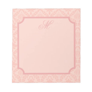 Pink Damask Elegant Floral Classic Vintage Notepad