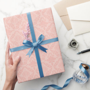 Pink Damask Elegant Floral Wedding Birthday Wrapping Paper