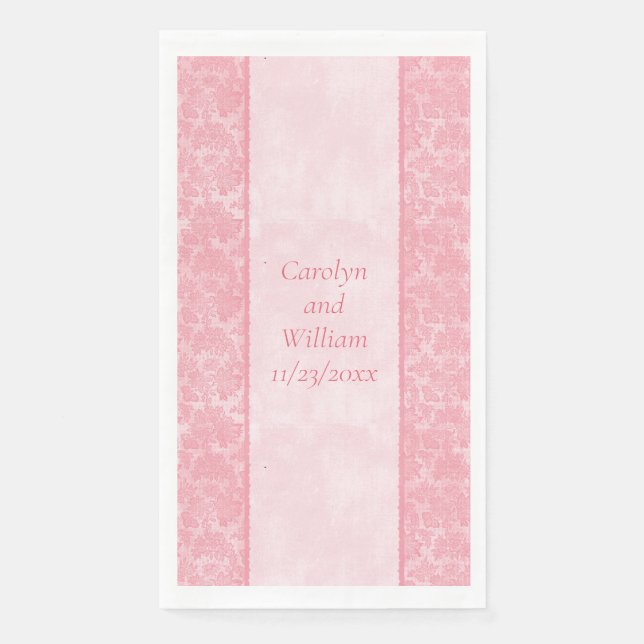 Pink Damask Elegant Wedding Guest Hand Towels  Napkin (Front)
