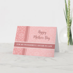 Pink Damask Floral Sister in Law Happy Mother's Card
