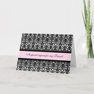 Pink Damask Friend Matron of Honour Invitation