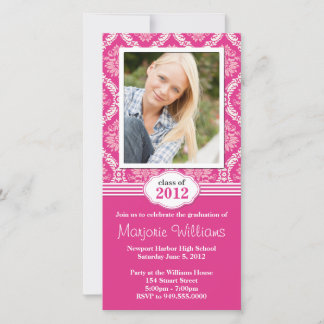 Pink Damask Graduation Invitation Class of 2012