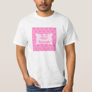 Pink Damask It's A Girl Name Personalised Dad's T-Shirt