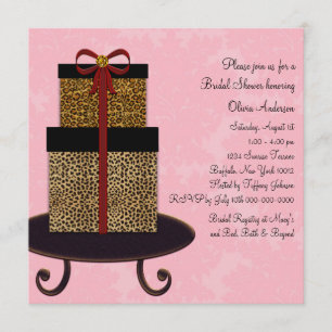 Pink Damask Leopard Gifts Bridal Shower Invitation