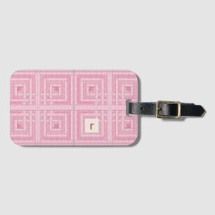 Pink Damask Log Cabin Quilt Pattern Luggage Tag