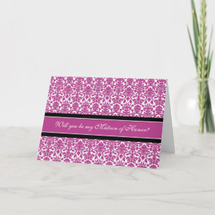Pink Damask Matron of Honour Invitation