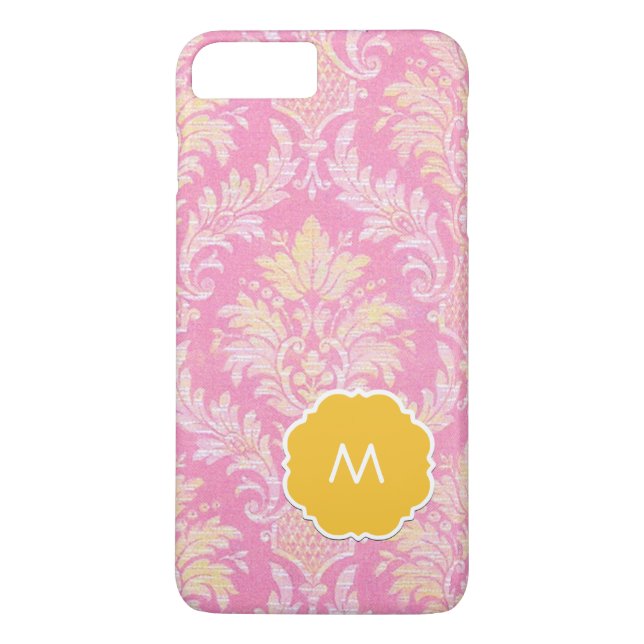 Pink Damask Monogram Phone Case (Back)
