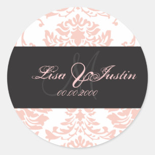 Pink Damask,  monogram stickers