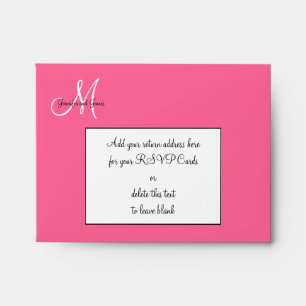 Pink Damask Monogram Wedding RSVP Envelopes