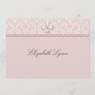 Pink Damask Overlay Religious Invitation
