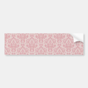 Pink Damask Pattern Bumper Sticker