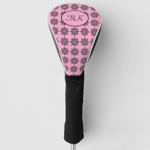 Pink Damask Pattern Monogrammed Golf Head Cover