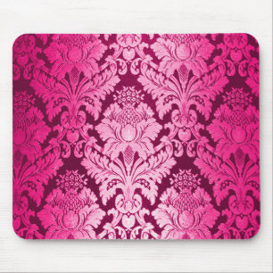 Pink Damask Pattern Mouse Mat