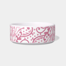 Pink Damask Pet Bowl