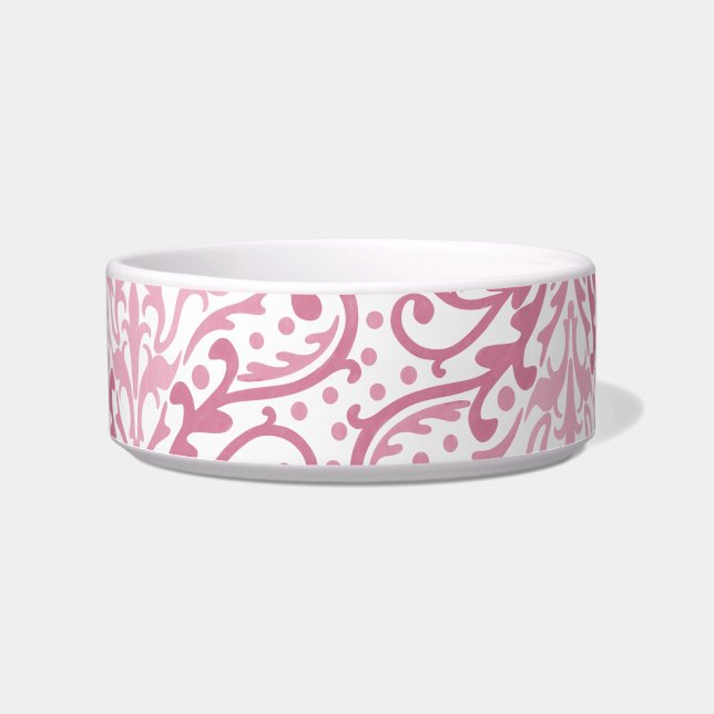 Pink Damask Pet Bowl (Front)