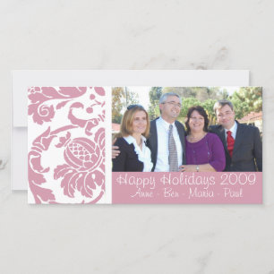 Pink Damask Photo Card