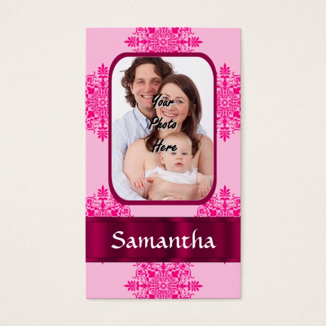 Pink damask photo template (Front)