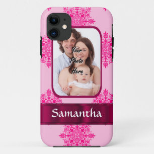 Pink damask photo template iPhone 11 case