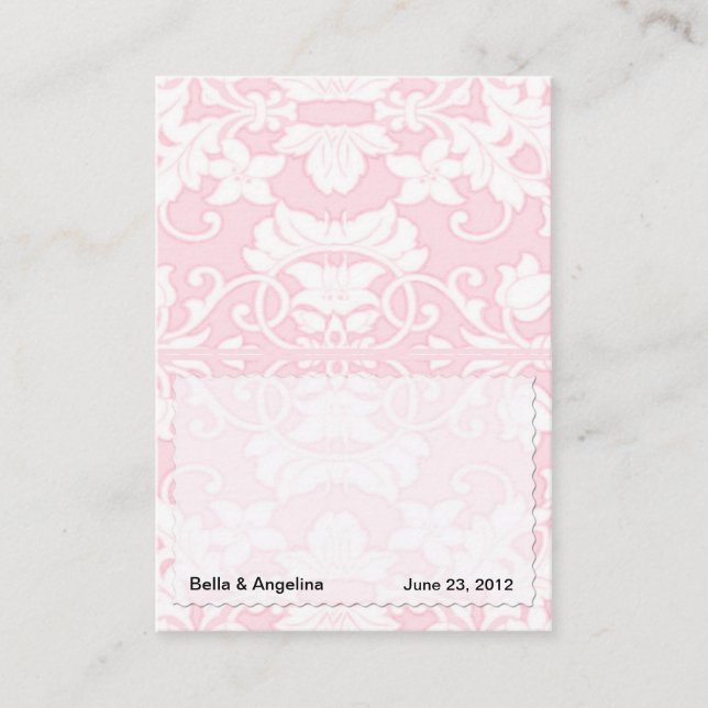 Pink Damask Place Cards (Front)
