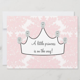 Pink Damask Princess Baby Girl Shower Invitation