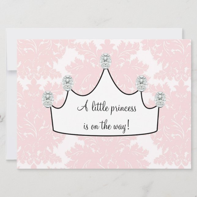 Pink Damask Princess Baby Girl Shower Invitation (Front)