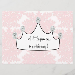 Pink Damask Princess Baby Girl Shower Invitation