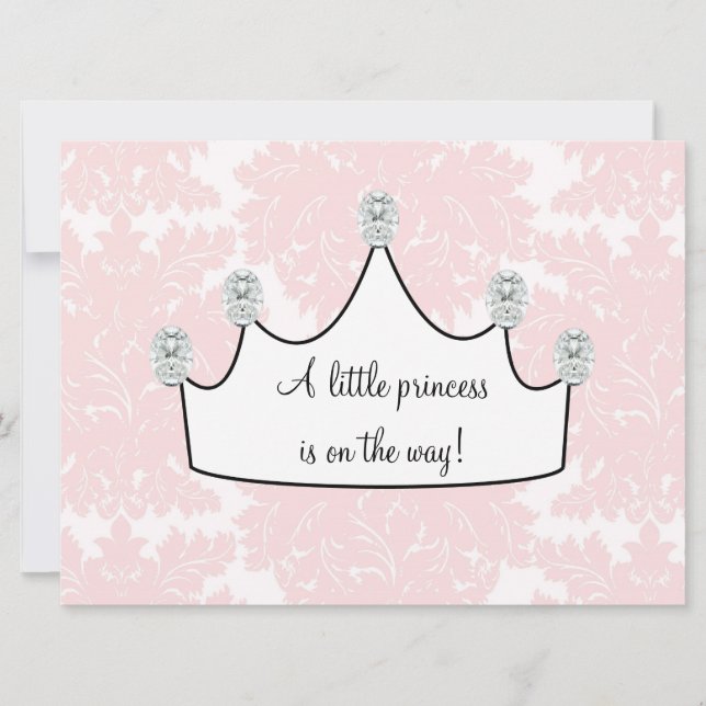 Pink Damask Princess Baby Girl Shower Invitation (Front)