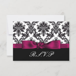 pink damask rsvp standard 3.5 x 5 card