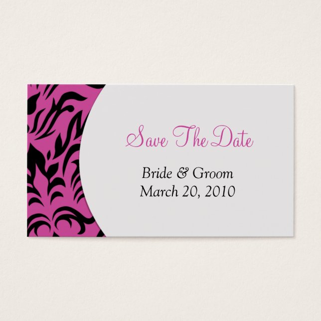 Pink Damask Save The Date (Front)