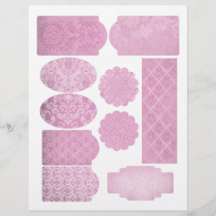 Pink Damask Scrapbook Embellishment Sheet