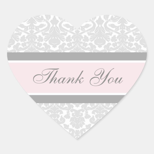 Pink Damask Thank You Wedding Envelope Seals (Front)