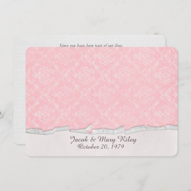pink damask vow renewal invitation (Front/Back)