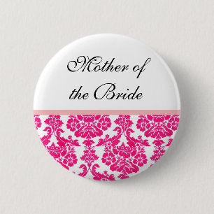 pink damask wedding buttons