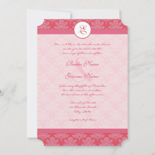 Pink Damask  Wedding Invitation