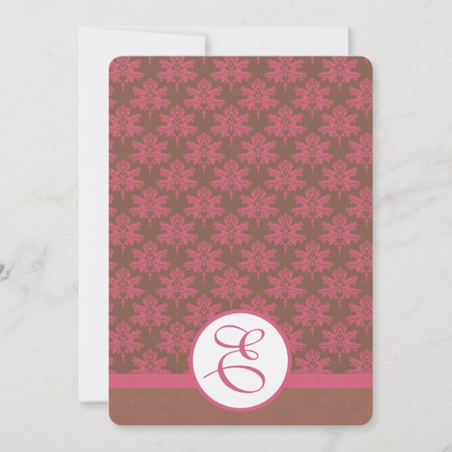 Pink Damask  Wedding Invitation (Front)