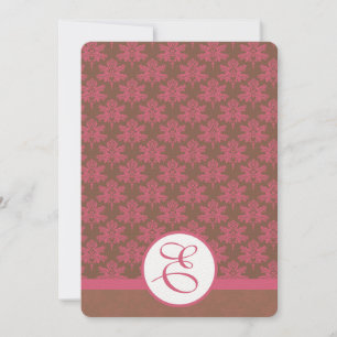 Pink Damask  Wedding Invitation