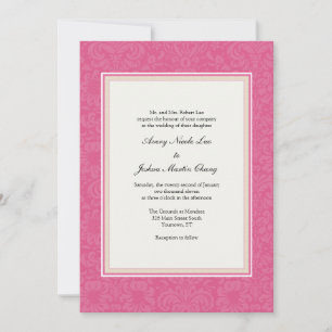 Pink Damask Wedding Invitation