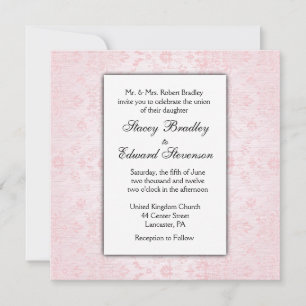 Pink Damask Wedding Invitation