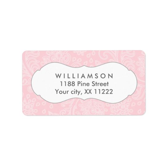 Pink damask wedding or baby bridal shower address label