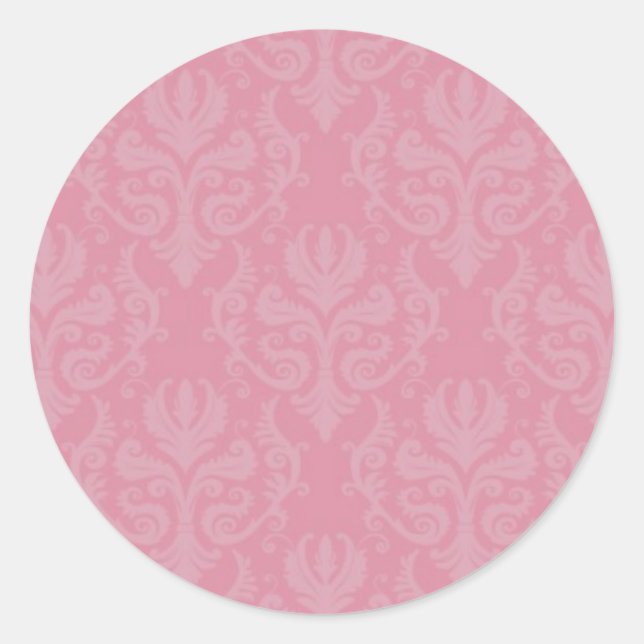 Pink Damask Wedding Stickers (Front)